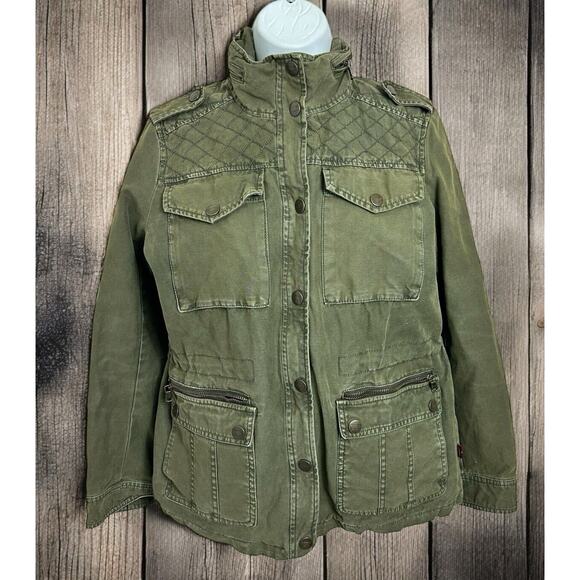 Levi's Women's Jacket Size Small Army Green Cotton Button Front Utility Style - Picture 1 of 6